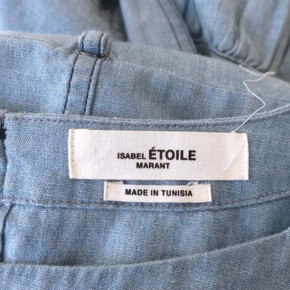 Isabel Marant Etoile Ruffle Wrap Dress Lelicia Chambray Size 34 Short Sleeve - Picture 6 of 9